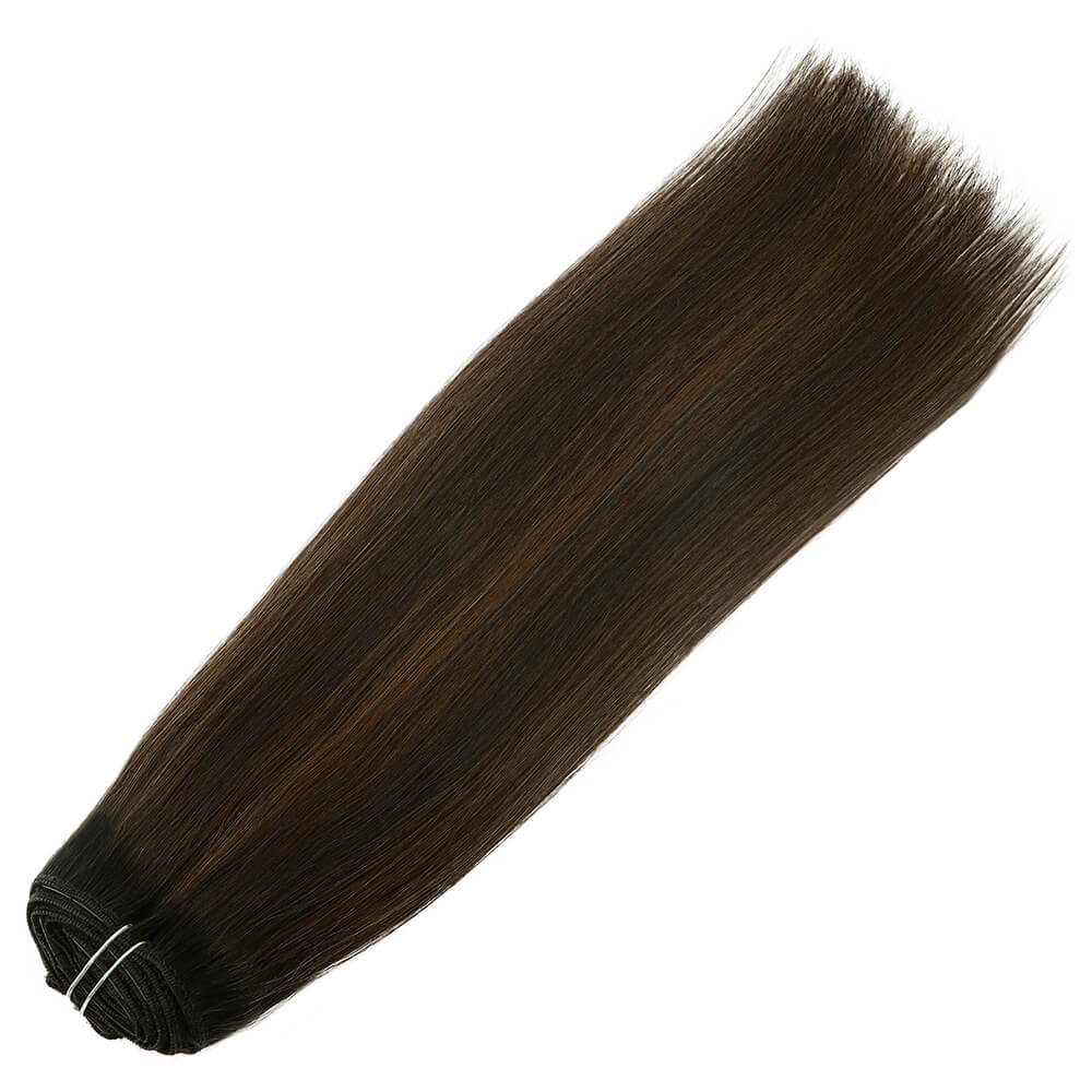 Darkest Brown Root with Chestnut Brown Highlights Clip In Hair Extensions