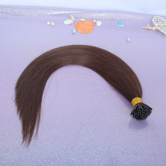 Chocolate Brown Straight I Tip Hair Extensions