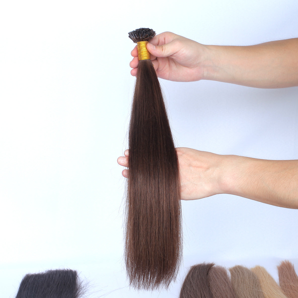 Chocolate Brown Straight Nail U Tip Hair Extensions
