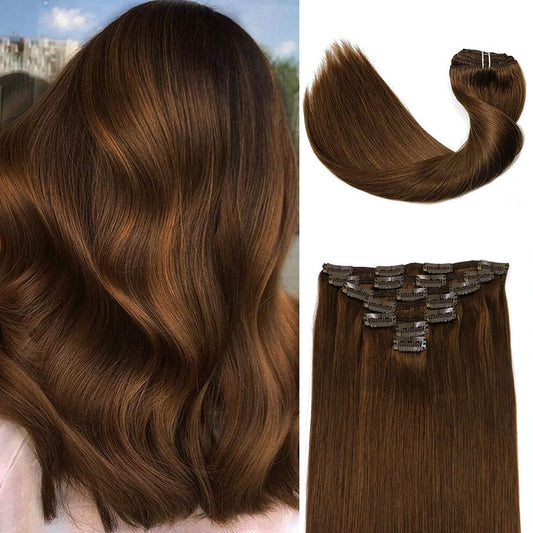 Chocolate Brown Clip In Hair Extensions 120g set