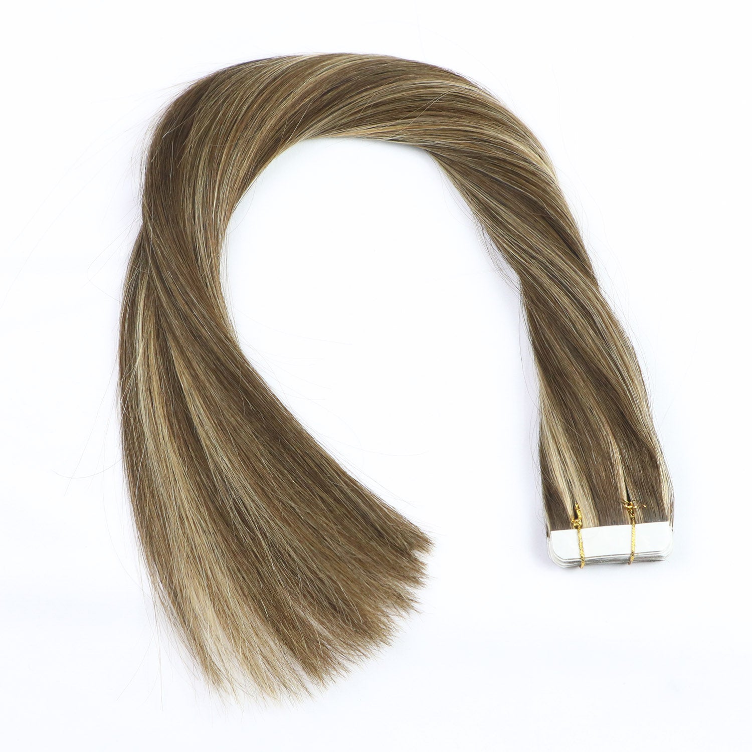 Chocolate Brown with Honey Blonde Highlights Straight Tape In Hair Extensions