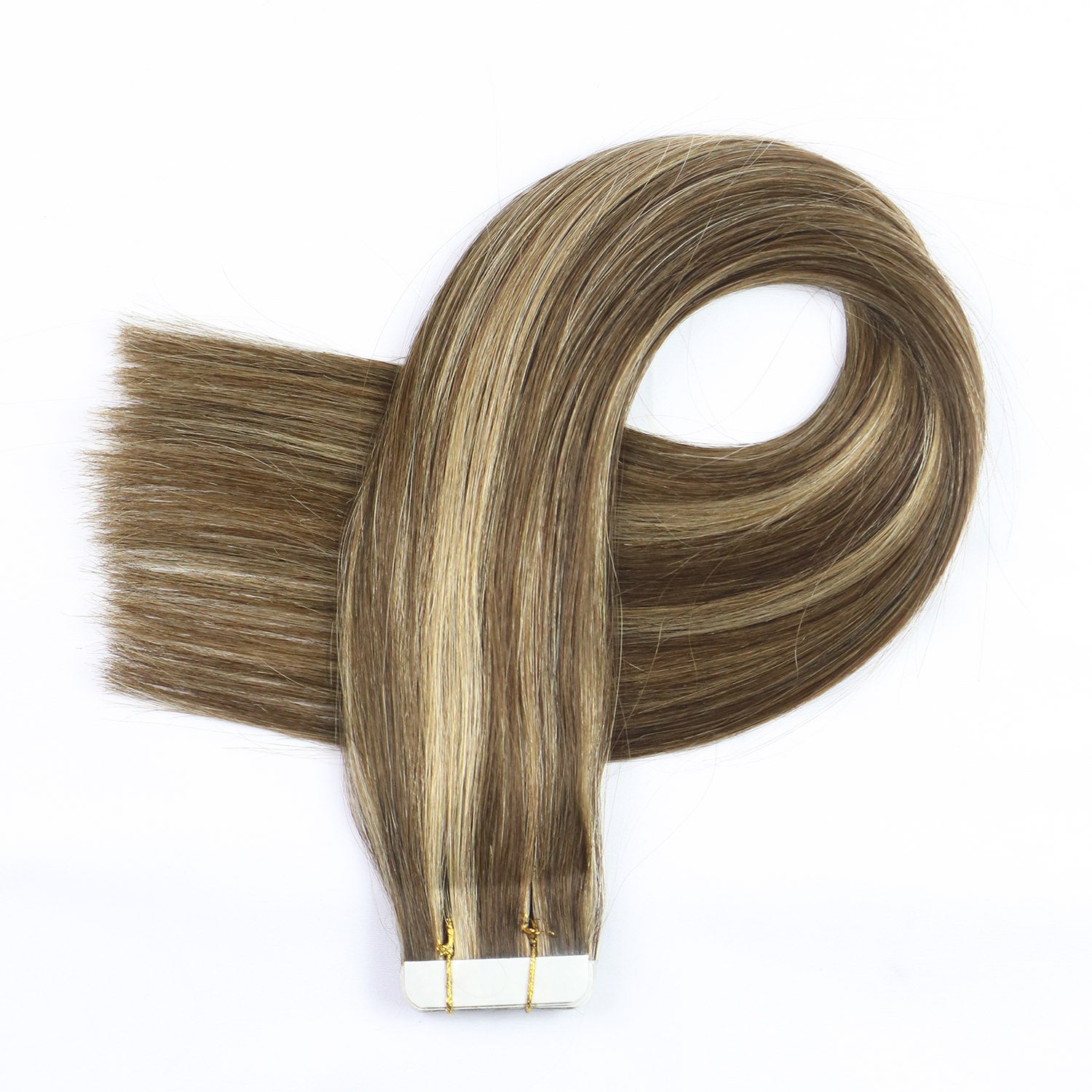 Chocolate Brown with Honey Blonde Highlights Straight Tape In Hair Extensions