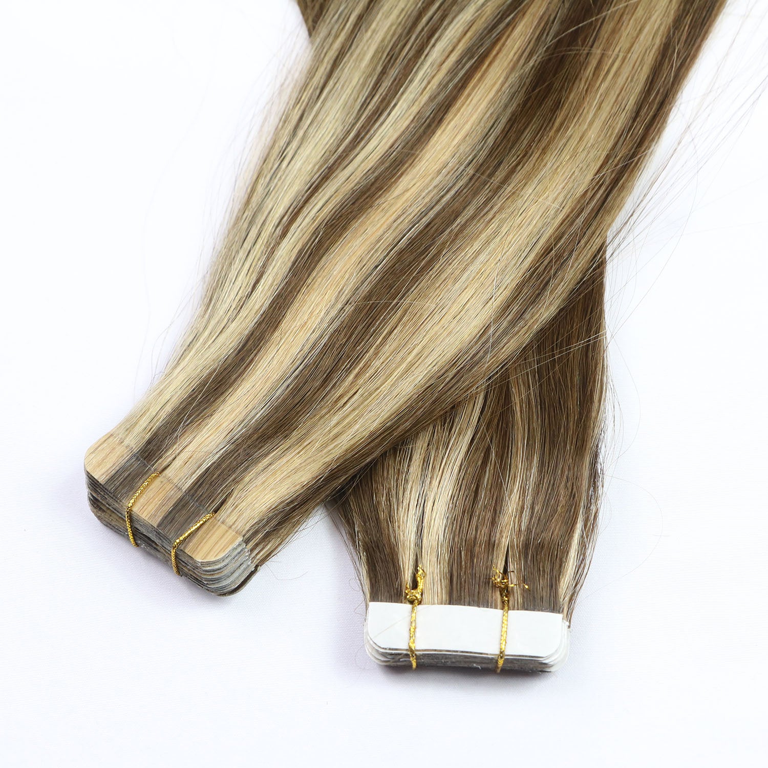 Chocolate Brown with Honey Blonde Highlights Straight Tape In Hair Extensions