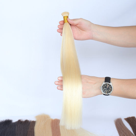 Platinum Blonde Straight I Tip Hair Extensions