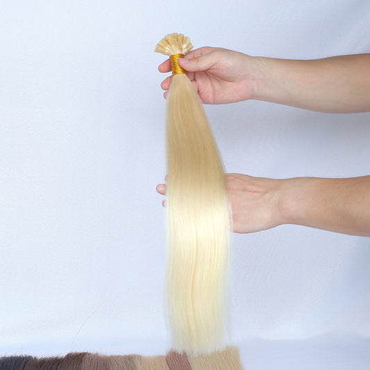 Platinum Blonde Straight Nail U Tip Hair Extensions