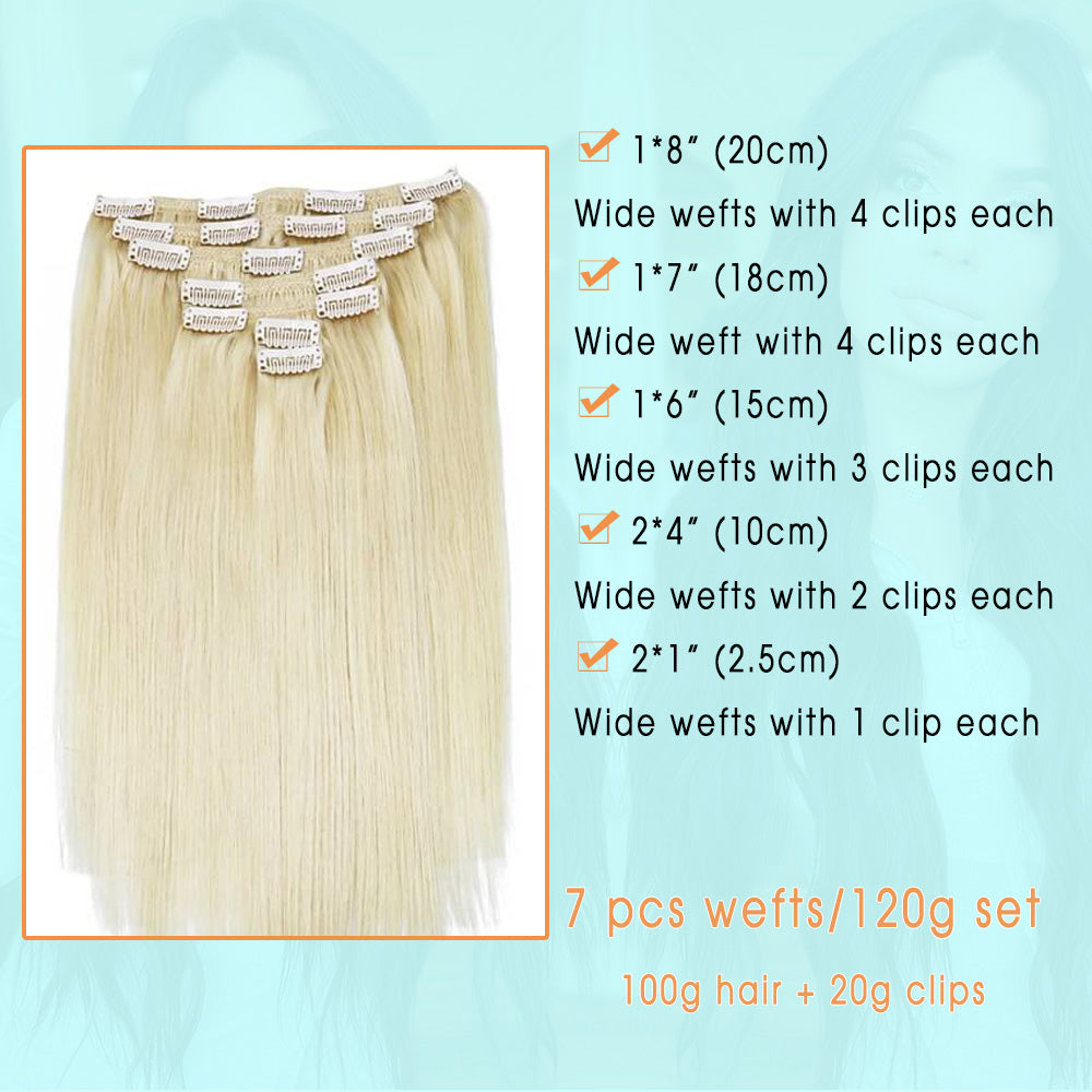 Platinum Blonde Clip In Hair Extensions 120g set