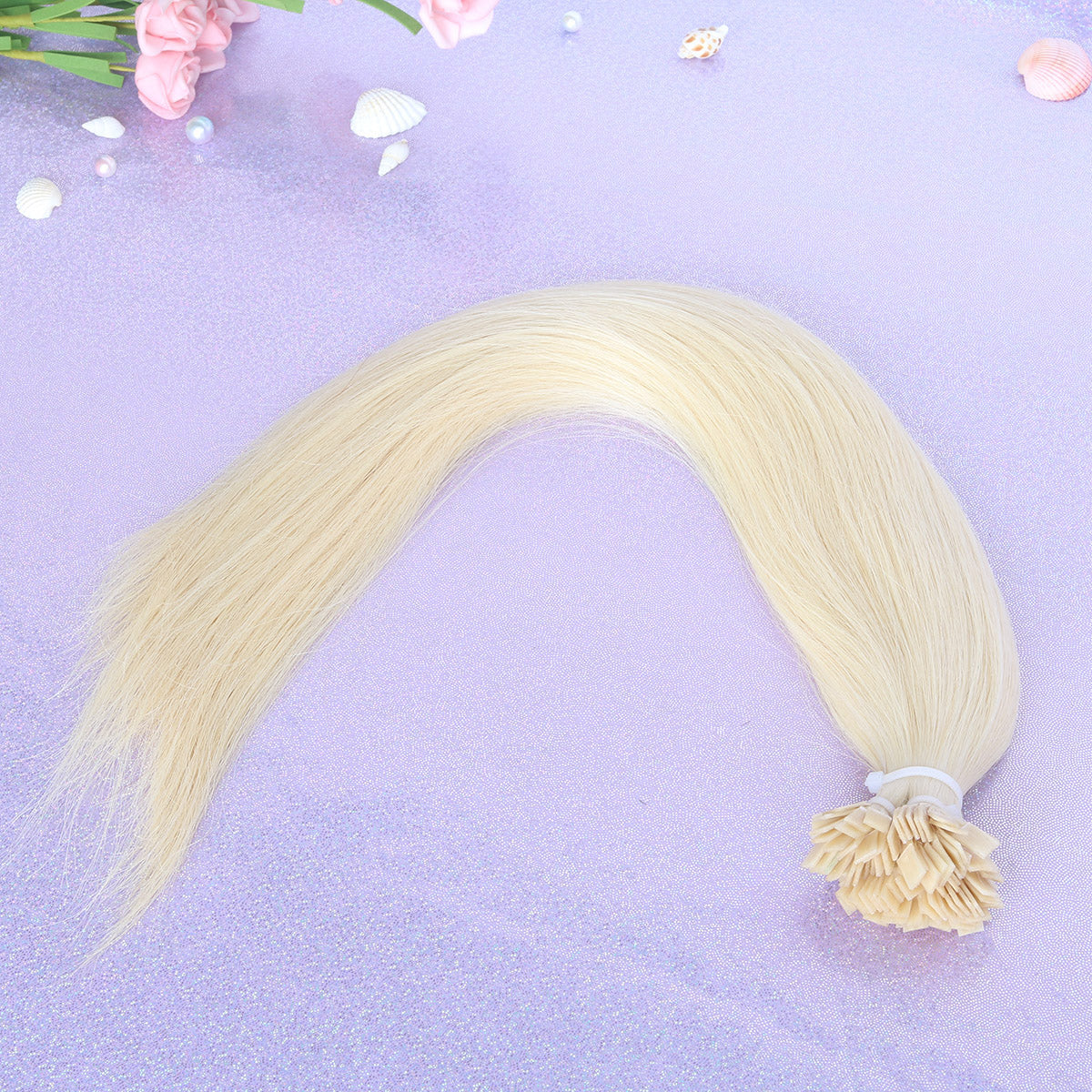 Platinum Blonde Straight Flat Tip Hair Extensions