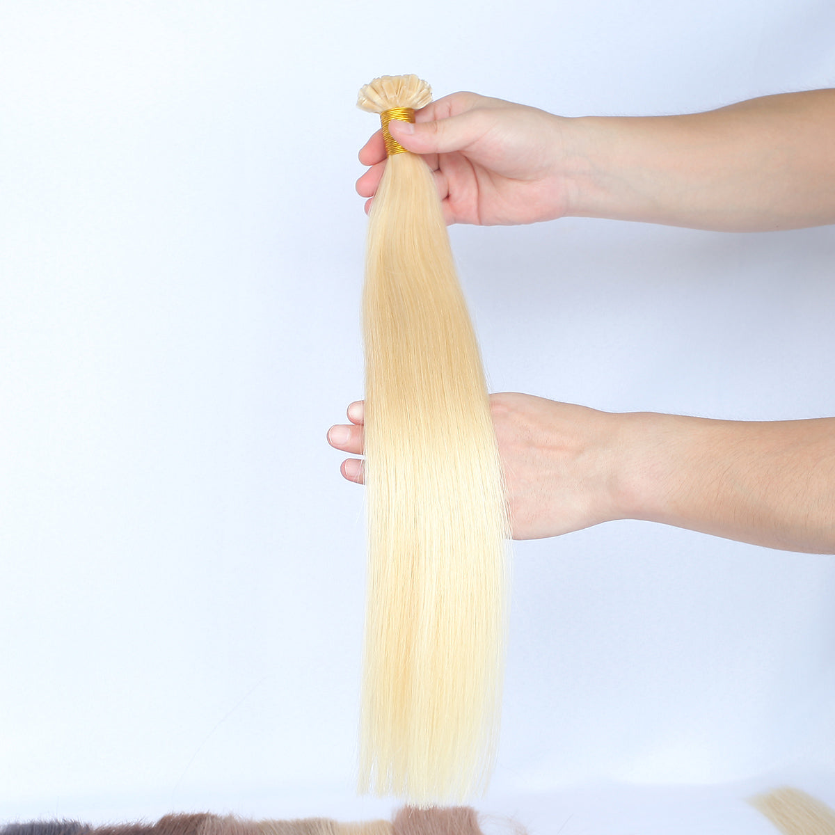 Bleached Blonde Straight Nail U Tip Hair Extensions
