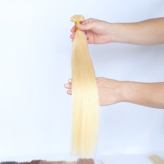 Bleached Blonde Straight Nail U Tip Hair Extensions