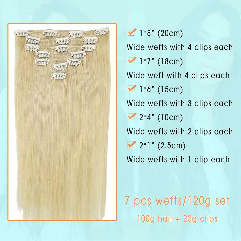 Bleached Blonde Clip In Hair Extensions 120g set