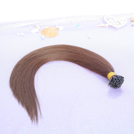 Chestnut Brown Straight I Tip Hair Extensions