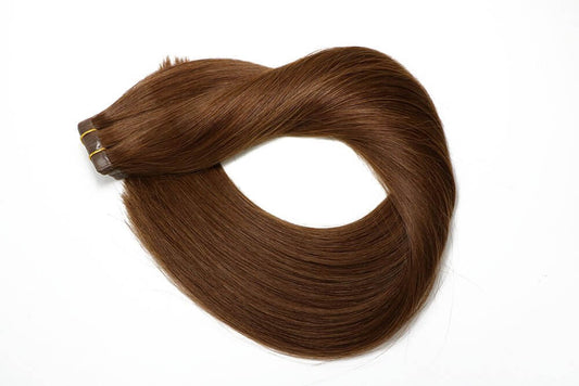 Chocolate Brown Straight Tape In Hair Extensions