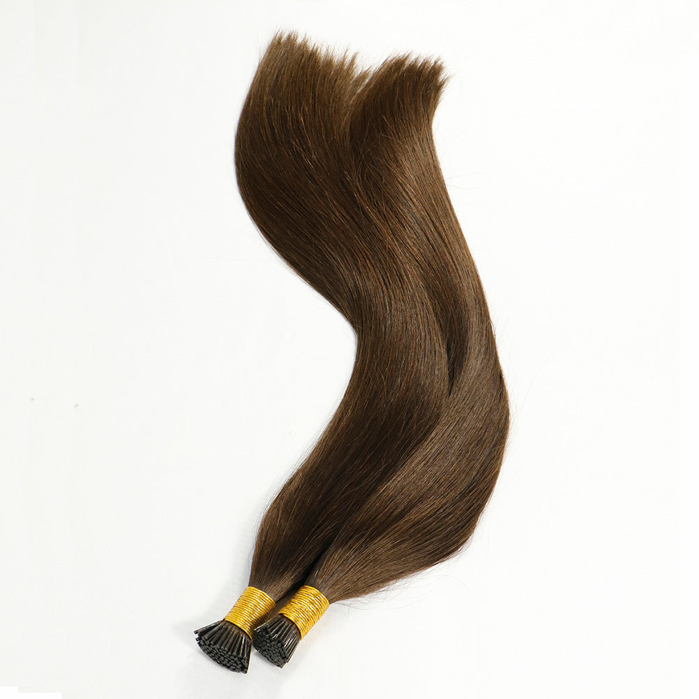 Darkest Brown Straight I Tip Hair Extensions