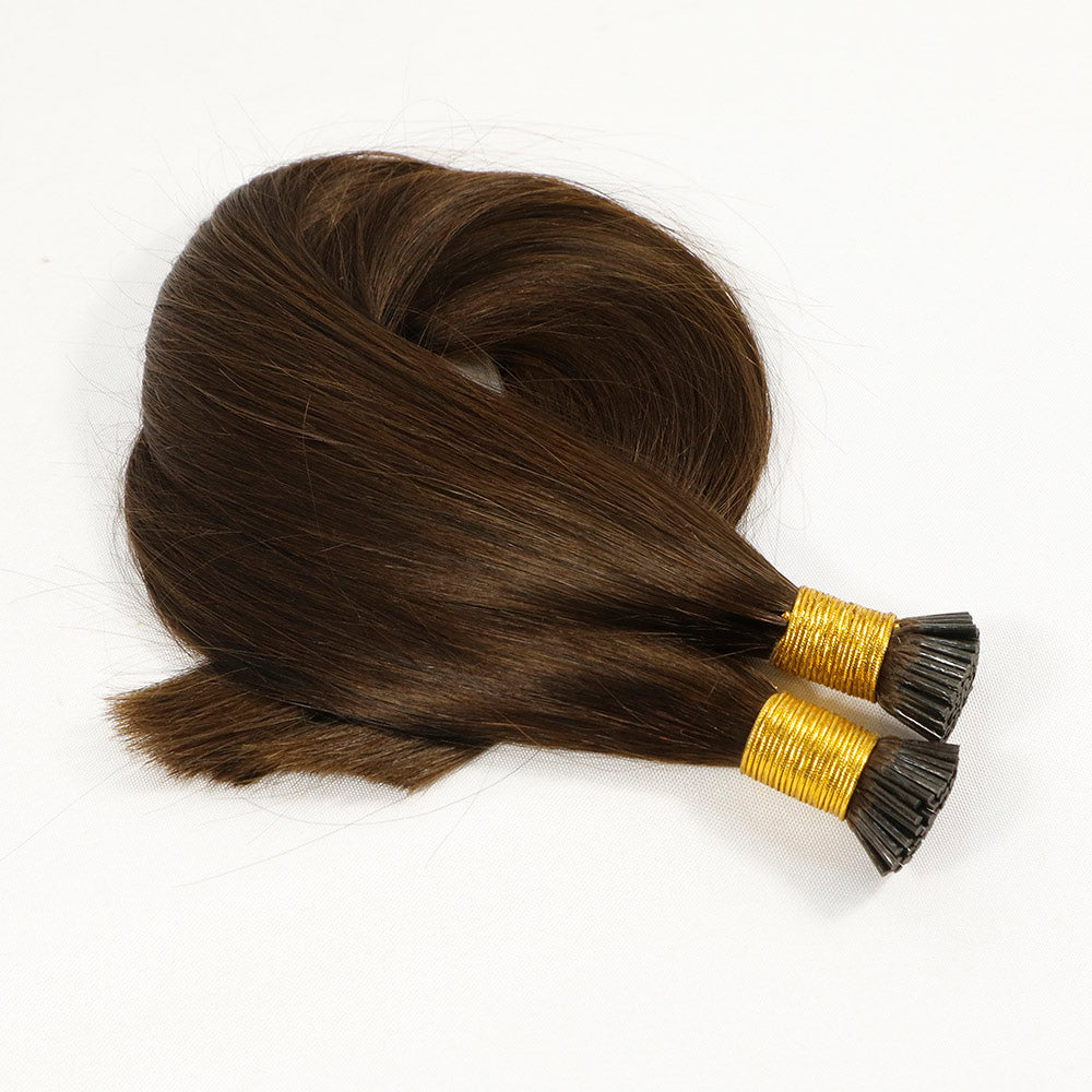 Darkest Brown Straight I Tip Hair Extensions