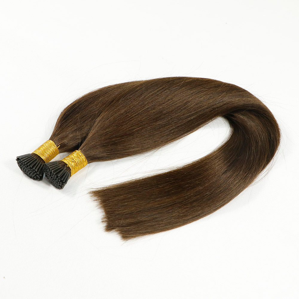 Darkest Brown Straight I Tip Hair Extensions