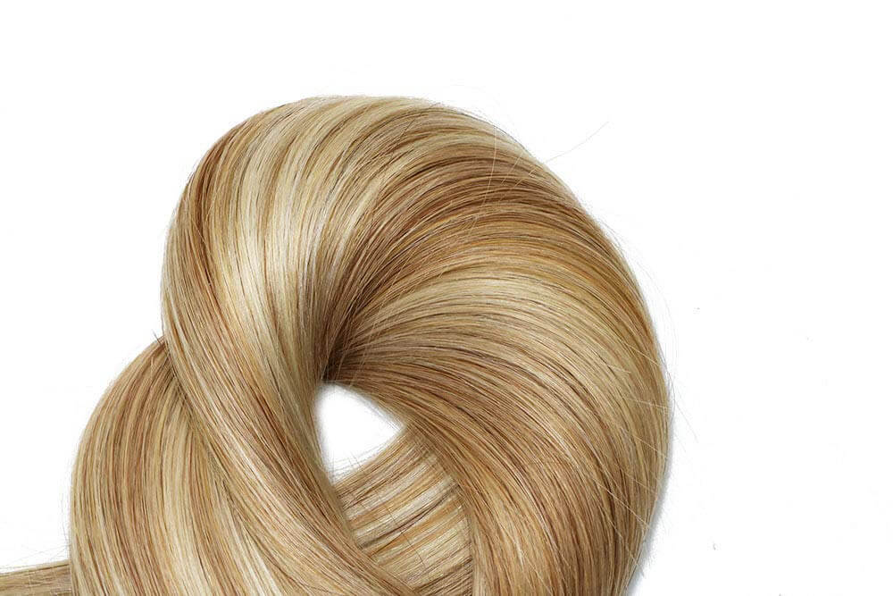Golden Brown with Bleached Blonde Highlights Straight Tape In Hair Extensions