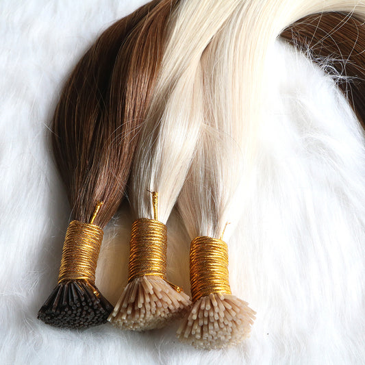 Bleached Blonde Straight I Tip Hair Extensions