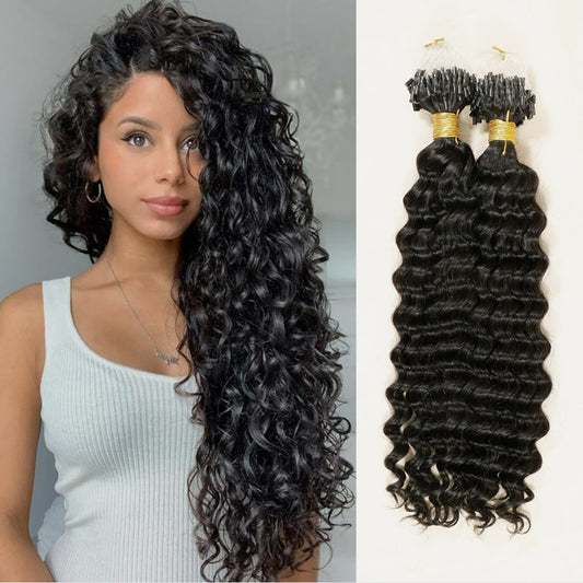 Black Deep Wave Micro Link Remy Human Hair Extensions