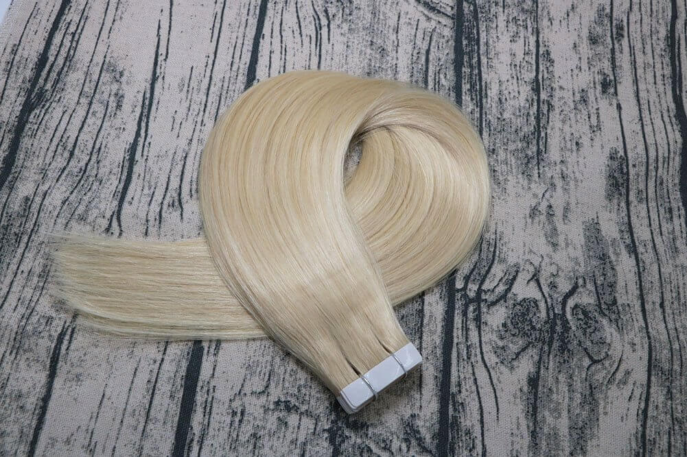 Bleached Blonde Straight Tape In Hair Extensions
