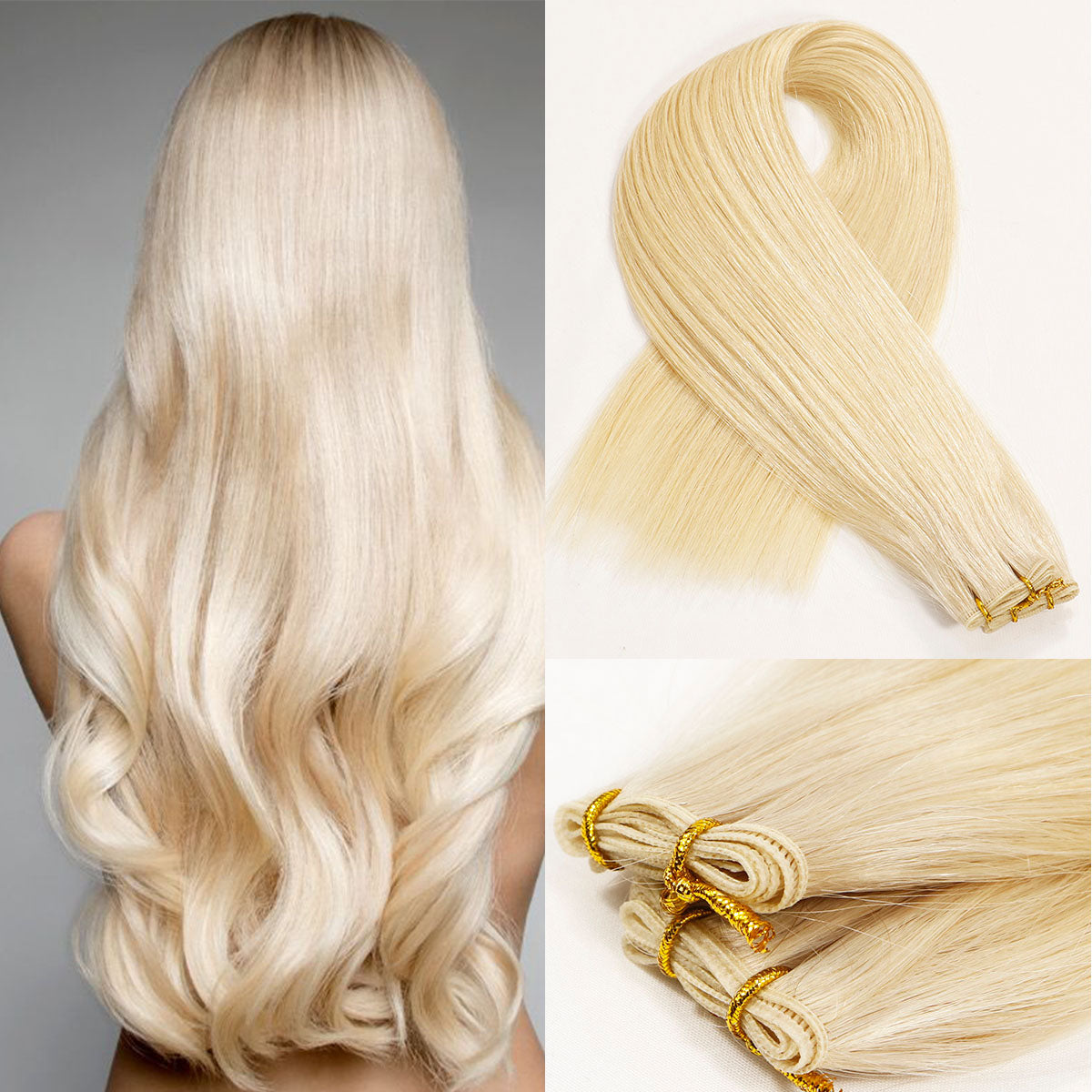 Human hair extensions platinum blonde best sale