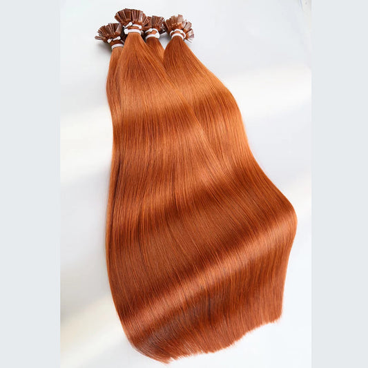 Copper Virgin Human Hair Keratin Flat Tip Extensions