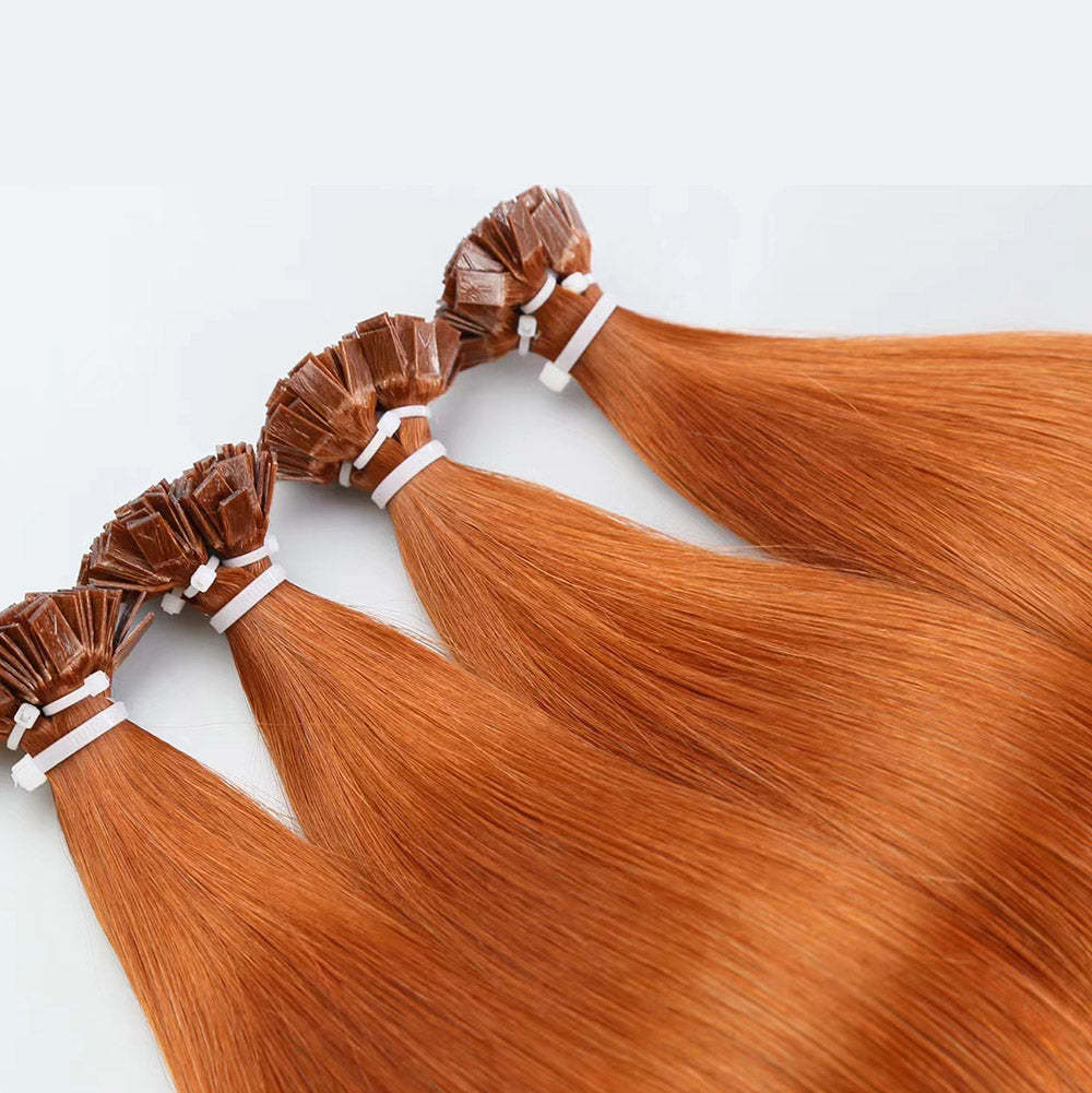 Copper Virgin Human Hair Keratin Flat Tip Extensions