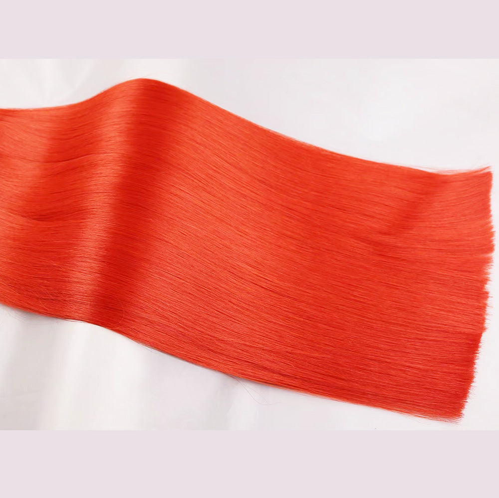 Red Virgin Human Hair Flat Tip Extensions