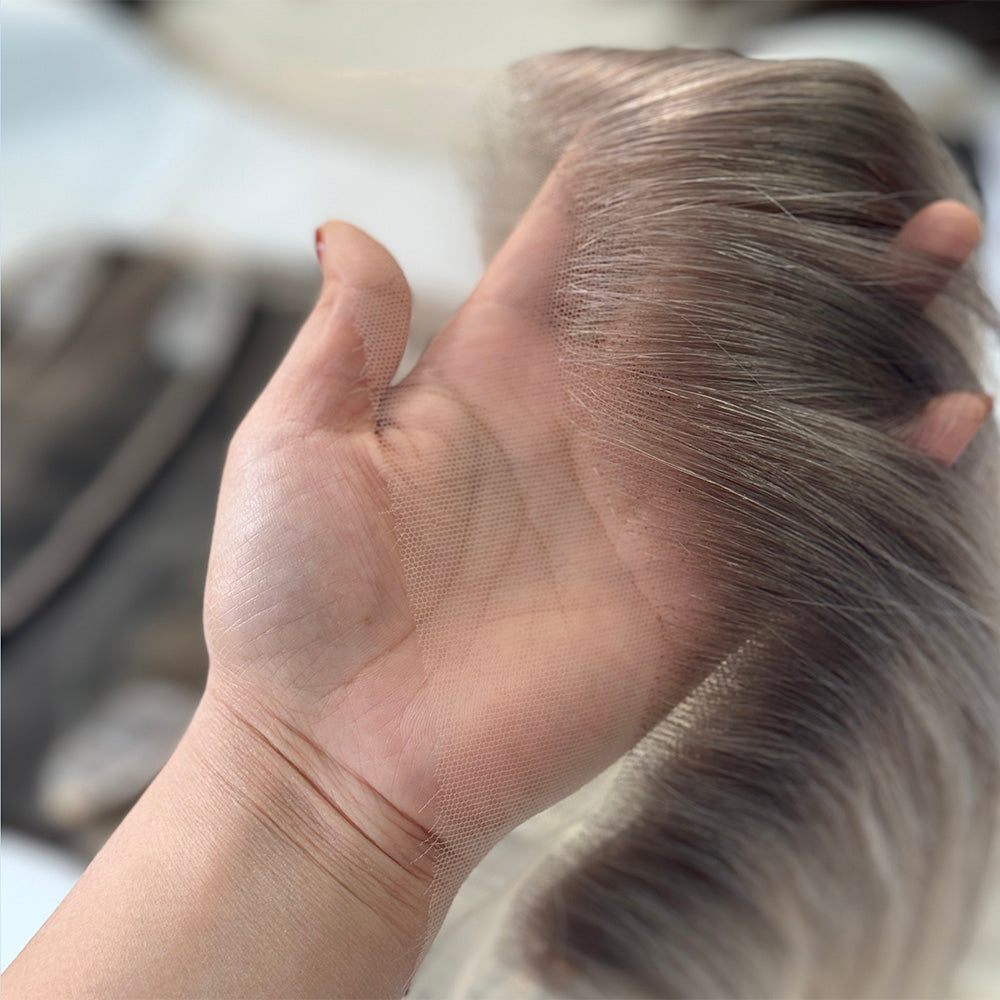 HD Swiss Lace Hairline Wig Topper with Fishline Virgin Human Hair