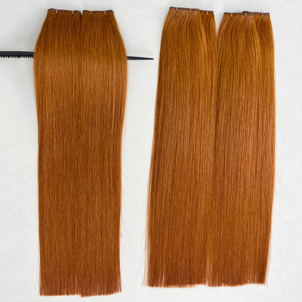Copper Virgin Hair Invisible Hybrid Genius Weft Sew In Extensions