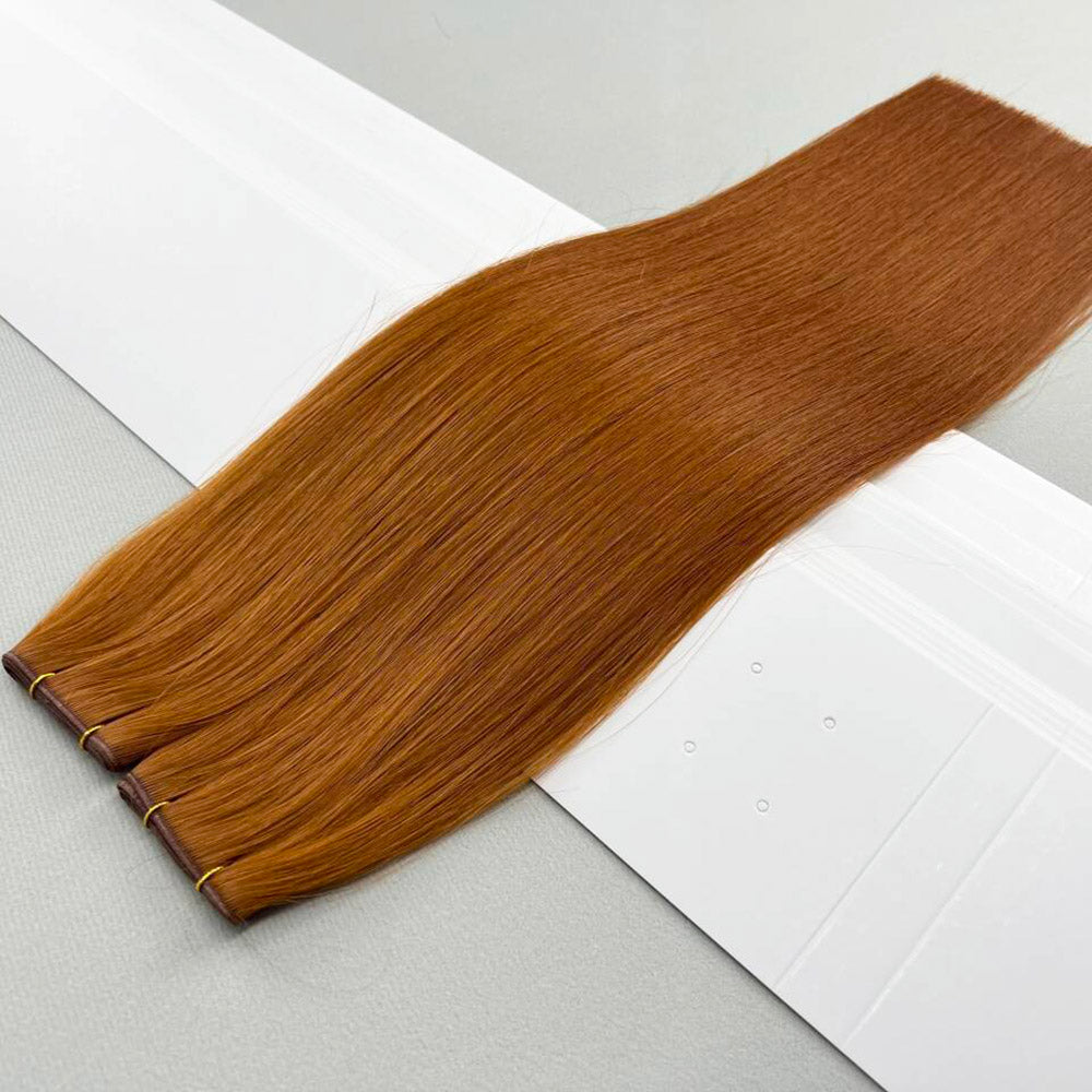 Copper Virgin Hair Invisible Hybrid Genius Weft Sew In Extensions