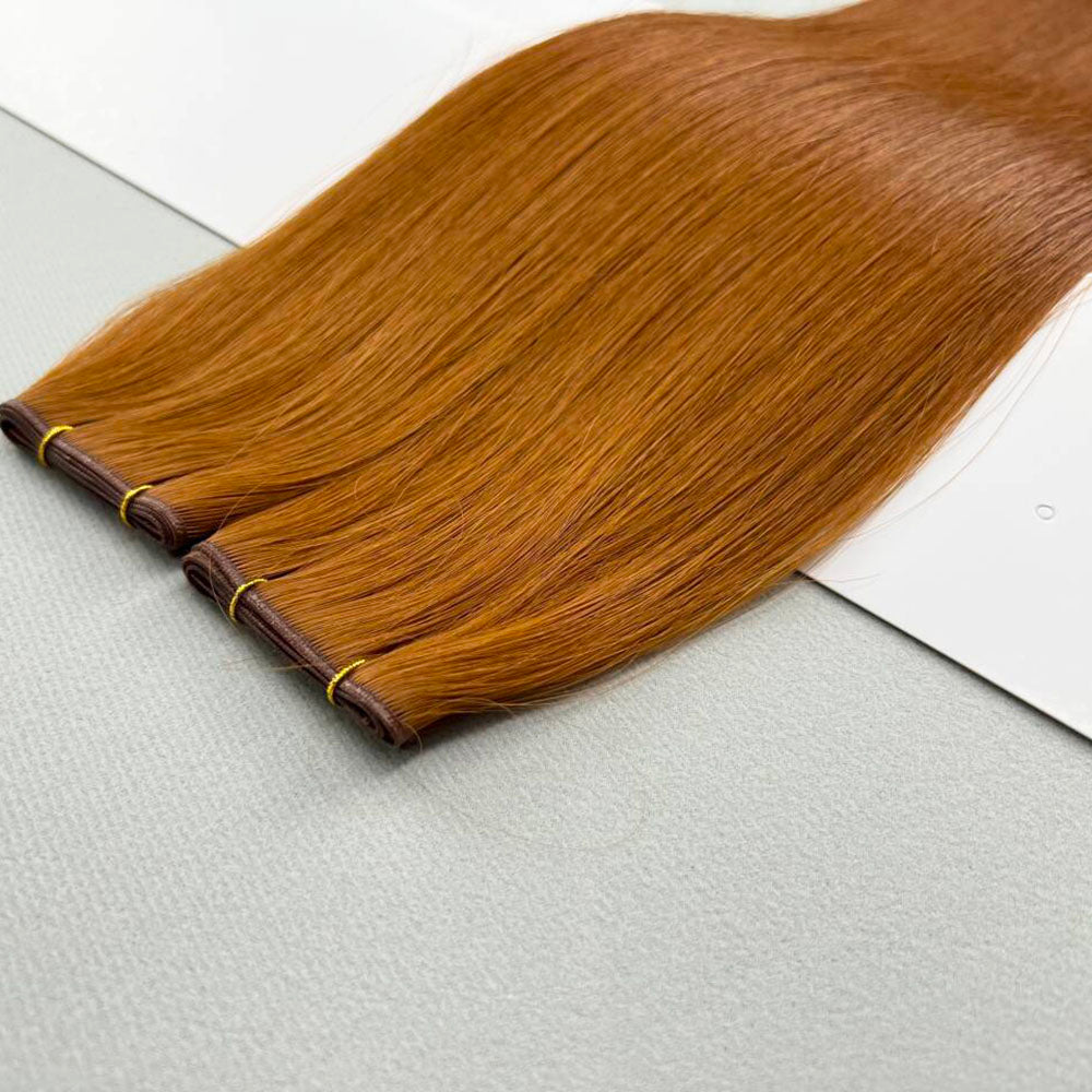 Copper Virgin Hair Invisible Hybrid Genius Weft Sew In Extensions
