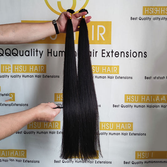 Remy Hair Natural Black Keratin Flat Tip Extensions
