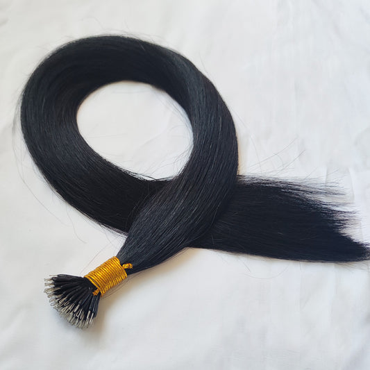 26 inch Jet Black Virgin Hair Nano Ring Hair Extensions
