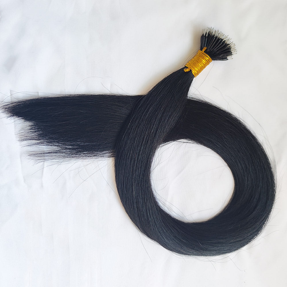 26 inch Jet Black Virgin Hair Nano Ring Hair Extensions