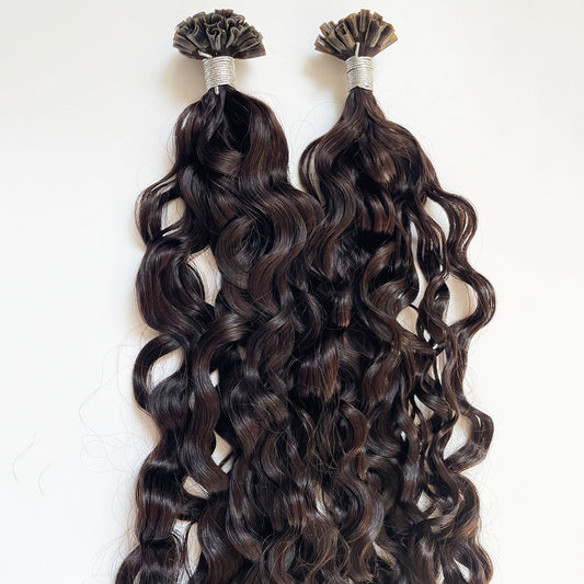 Natural Curly Virgin Human Hair Keratin U Tip Extensions