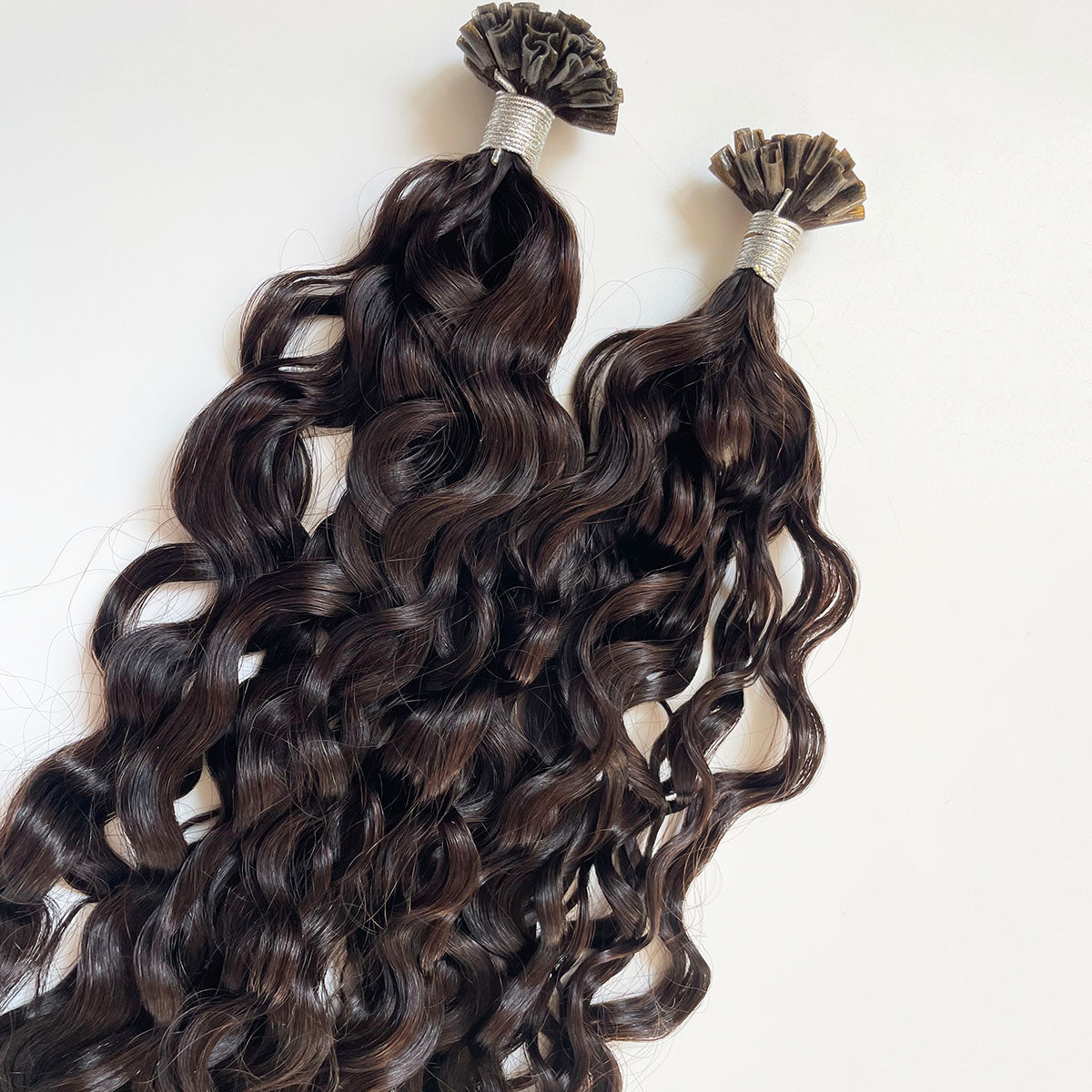 Natural Curly Virgin Human Hair Keratin U Tip Extensions