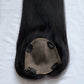 Single Knot Full Silkbase Raw Black Hair System Topper for Women