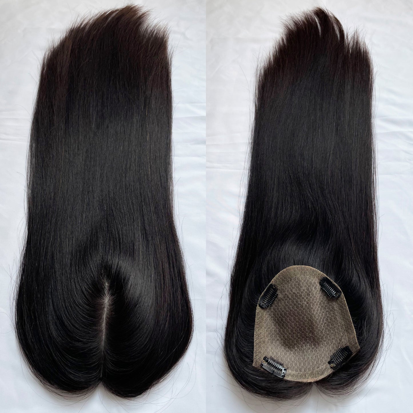 Single Knot Full Silkbase Raw Black Hair System Topper for Women