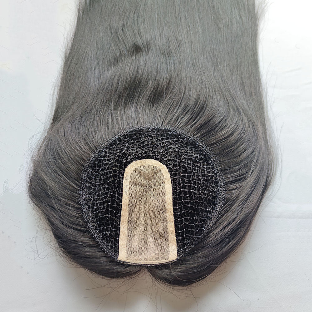 Virgin Hair Silk Top Fishnet Mesh Topper for Thinning Crown
