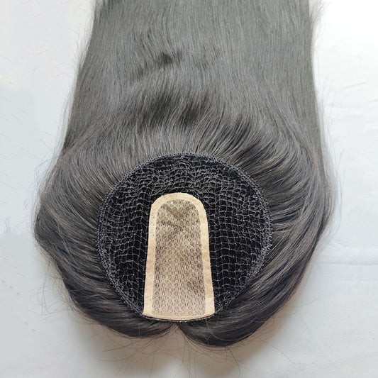 Virgin Hair Silk Top Fishnet Mesh Topper for Thinning Crown