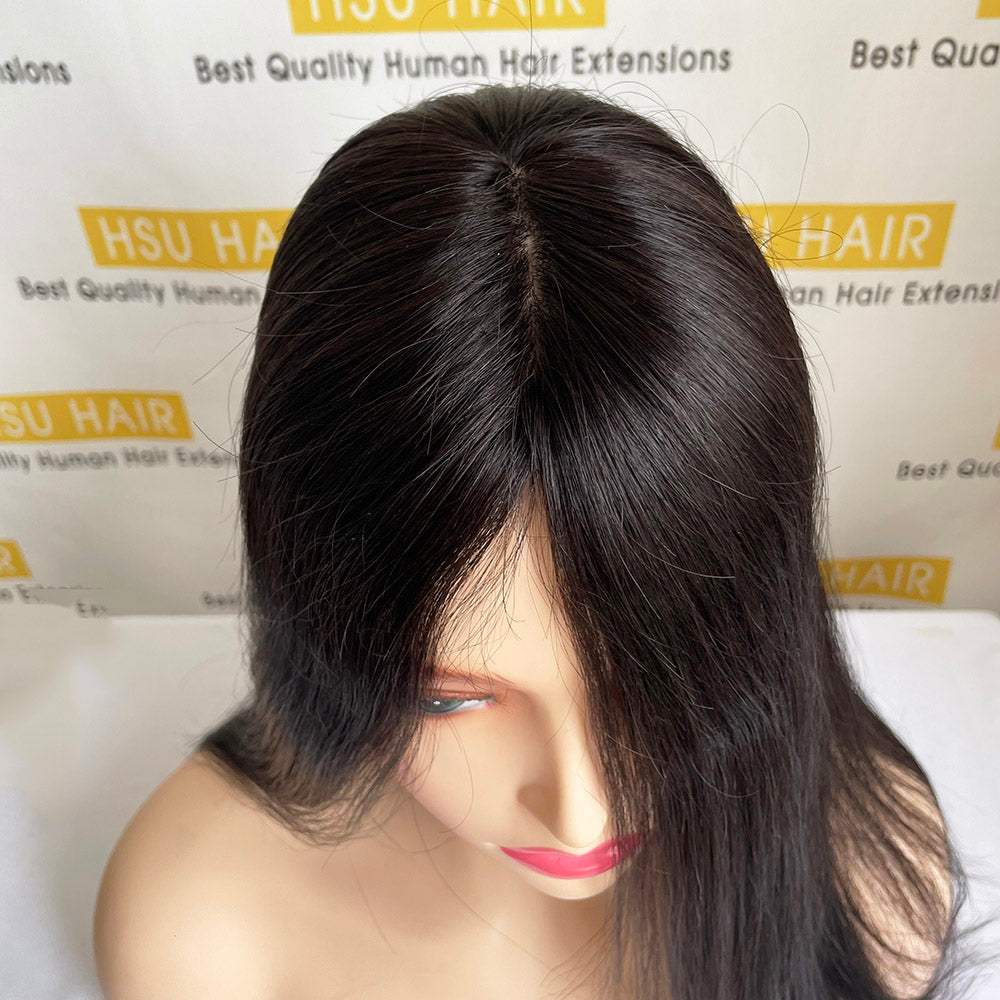 Virgin Hair Silk Top Fishnet Mesh Topper for Thinning Crown