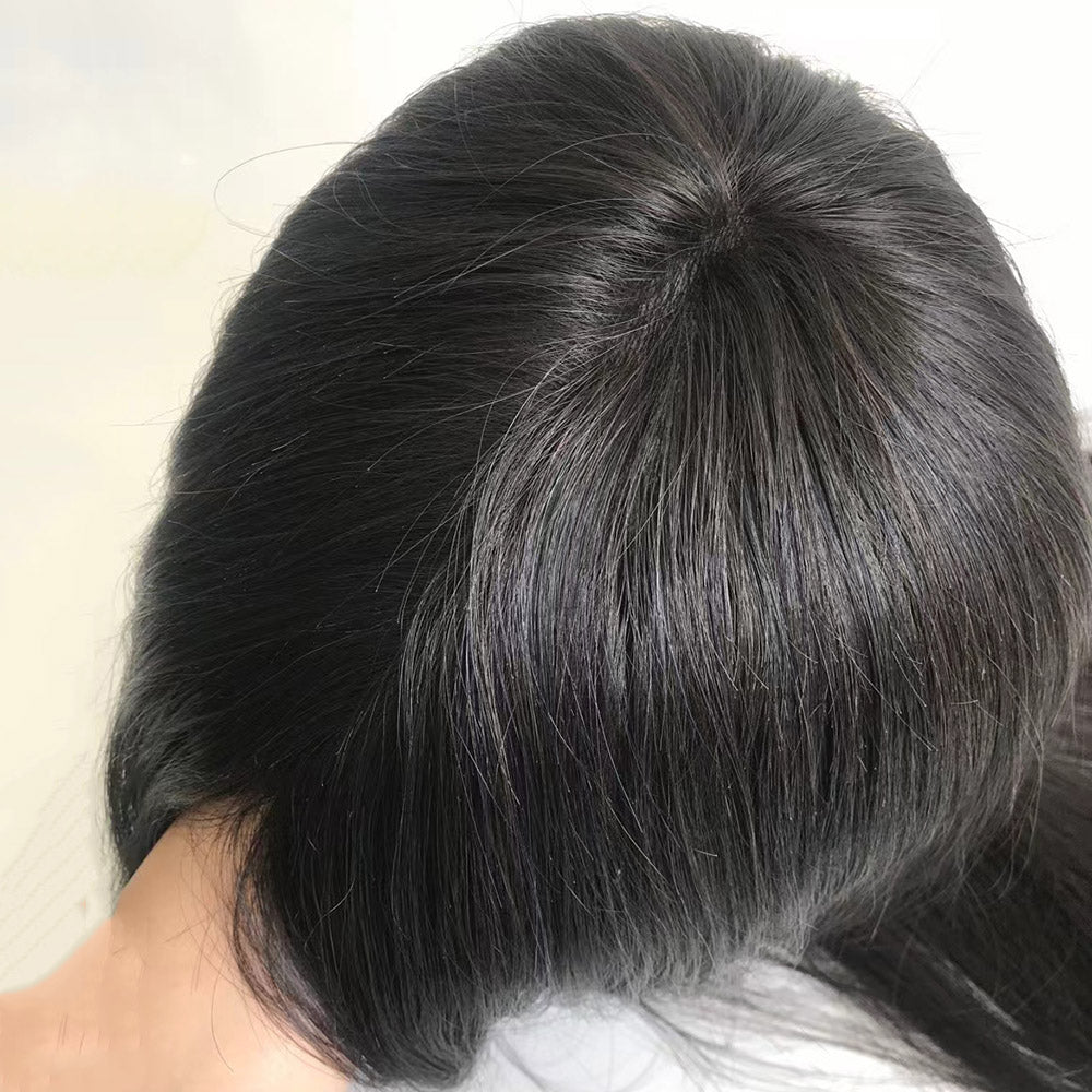 Single Knot PU Skin Base Human Hair Toppers for Women