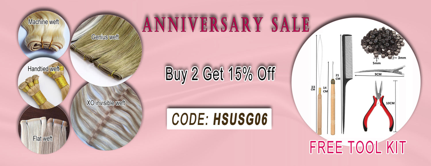 HSU Hai anniversary sale with hair extensions and tools