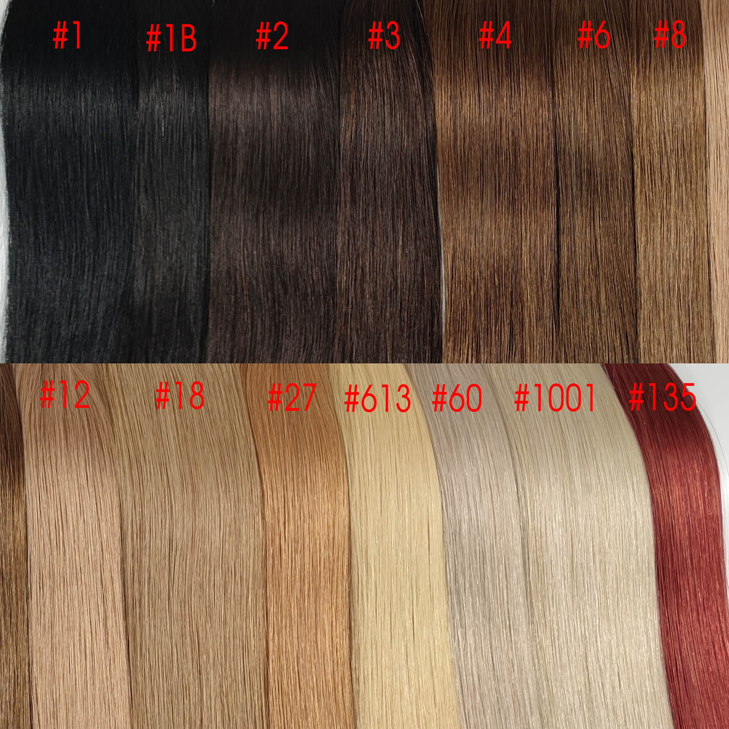HSU Human hair extensions color chart