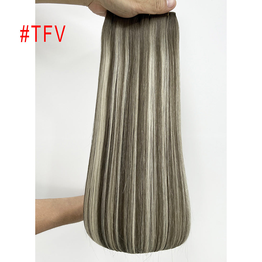 Blonde highlights Thin Band Virgin Hair Sew In Genius Weft Extensions