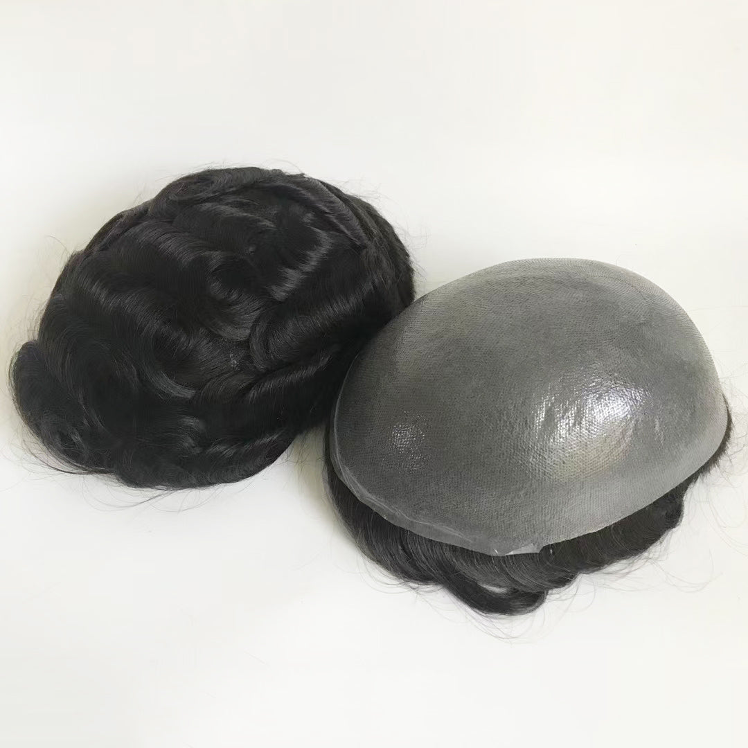 Ultra Thin Skin Base V Loop Mens Toupee Hair System