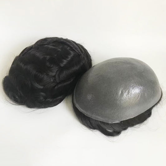 Ultra Thin Skin Base V Loop Mens Toupee Hair System