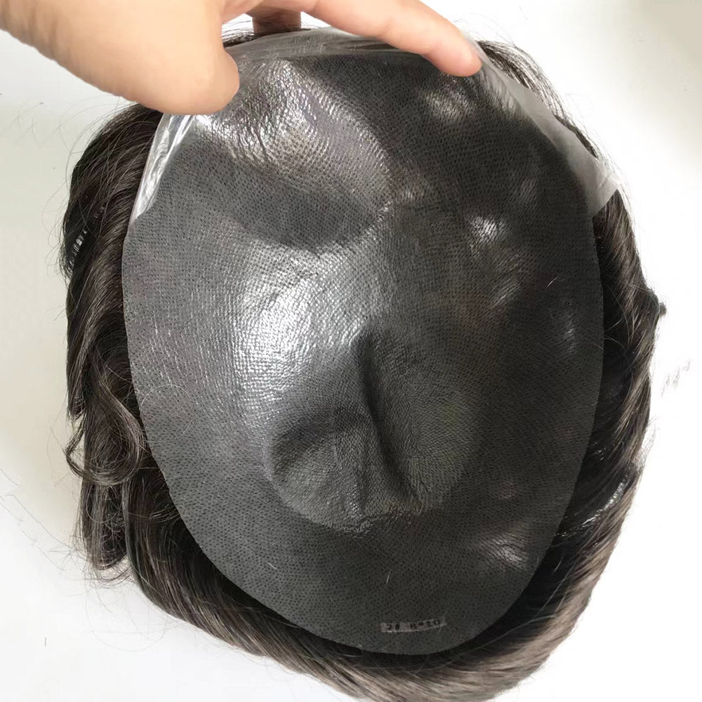 Ultra Thin Skin Base V Loop Mens Toupee Hair System