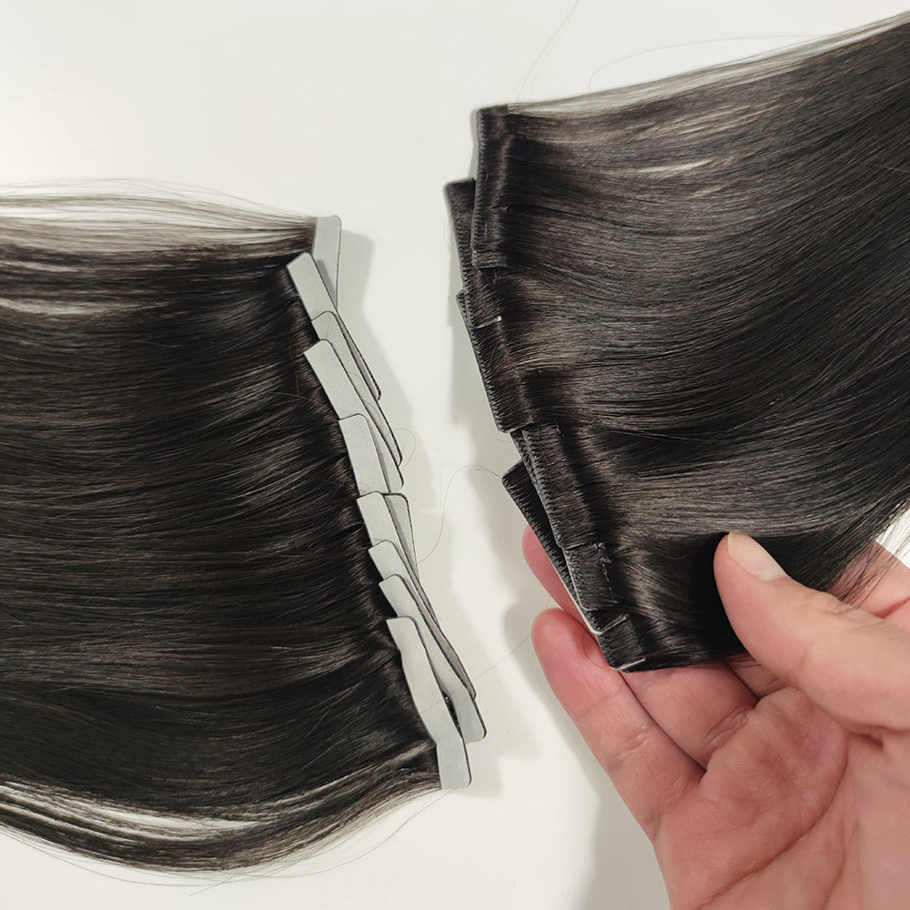 Natural Black Invisible Tape In Human Hair Extensions