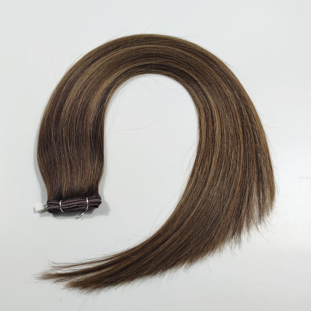Brown Highlights Invisible Butterfly Genius Weft Extensions Human Hair